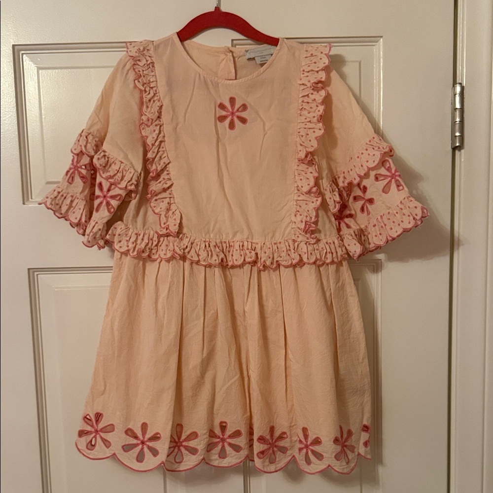 Stella McCartney Girls' Peach Floral Ruffle Dress